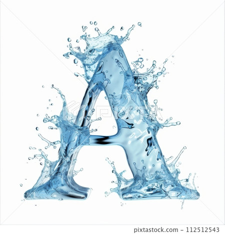 Stylish modern alphabet. Letter A. Water splashes alphabet isolated on white background. Stylish modern alphabet. Letter A. Water splashes alphabet isolated on white background. 112512543