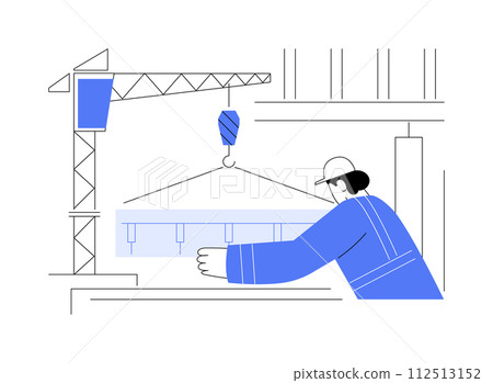 Lifting steel beams abstract concept vector illustration. 112513152