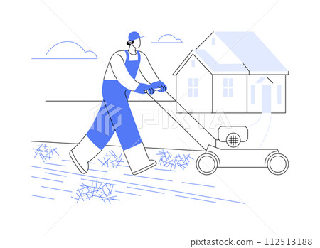 Lawn scarification abstract concept vector illustration. 112513188