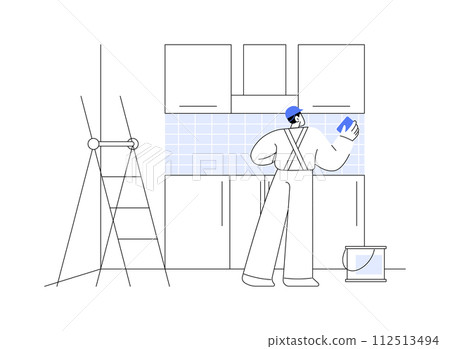 Backsplash installation abstract concept vector illustration. 112513494