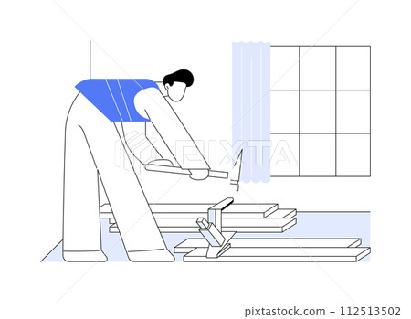 Laying hardwood floors abstract concept vector illustration. 112513502