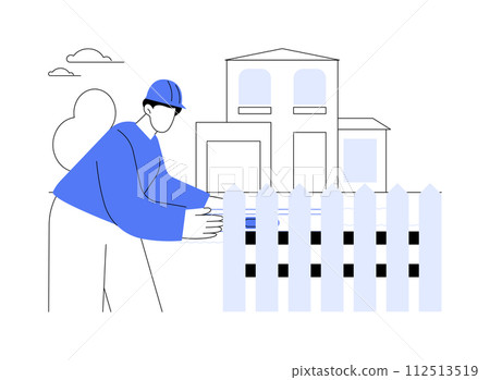 Fence installation abstract concept vector illustration. 112513519