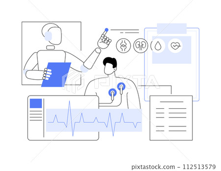 AI-Analyzed Patient Health Monitoring abstract concept vector illustration. AI-Analyzed Patient Health Monitoring abstract concept vector illustration. 112513579