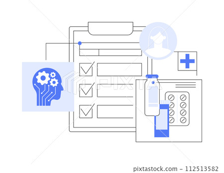 AI-Driven Personalized Treatment Plans abstract concept vector illustration. AI-Driven Personalized Treatment Plans abstract concept vector illustration. 112513582
