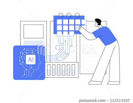AI-Driven Employee Scheduling abstract concept vector illustration. 112513587