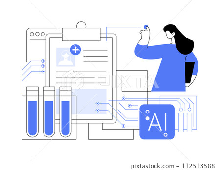 AI-Enhanced Health and Wellness Programs abstract concept vector illustration. 112513588