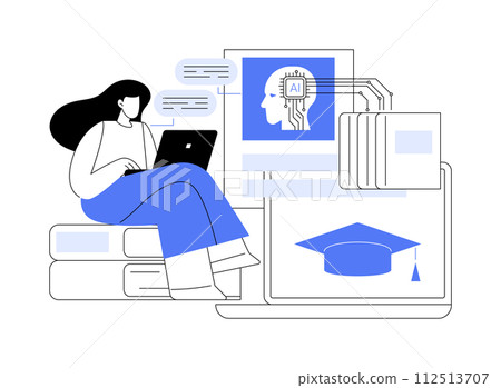 AI-Supported Employee Training abstract concept vector illustration. AI-Supported Employee Training abstract concept vector illustration. 112513707