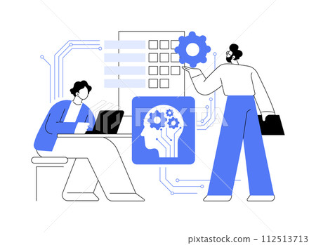 AI-Powered Employee Engagement Analysis abstract concept vector illustration. 112513713