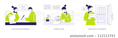 Corporate business paperwork abstract concept vector illustrations. 112513743