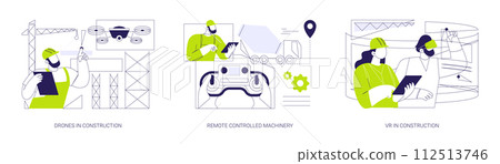 AI technology in construction abstract concept vector illustrations. 112513746