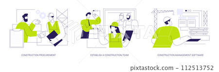 Hiring general contractor abstract concept vector illustrations. 112513752
