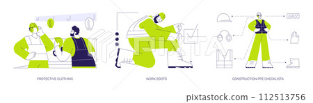 Construction protective equipment abstract concept vector illustrations. 112513756