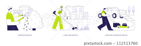 Backyard maintenance service abstract concept vector illustrations. Backyard maintenance service abstract concept vector illustrations. 112513760