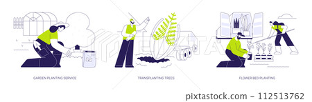 Landscape design and plantings abstract concept vector illustrations. Landscape design and plantings abstract concept vector illustrations. 112513762