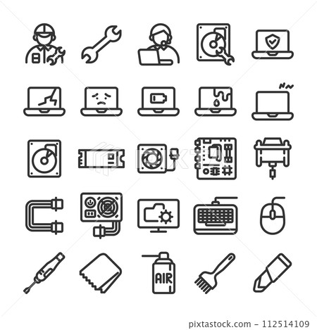 Computer repair icon set 112514109