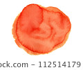 Artistic red and orange painting liquid watercolor textured blob isolated on white. Abstract creative blood color watercolour round shape for frame decoration, banner design, texture background 112514179