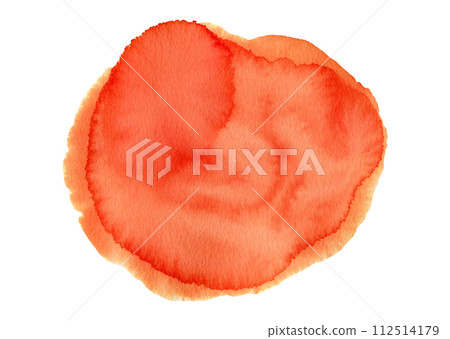 Artistic red and orange painting liquid watercolor textured blob isolated on white. Abstract creative blood color watercolour round shape for frame decoration, banner design, texture background Artistic red and orange painting liquid watercolor textured blob isolated on white. Abstract creative blood color watercolour round shape for frame decoration, banner design, texture background 112514179