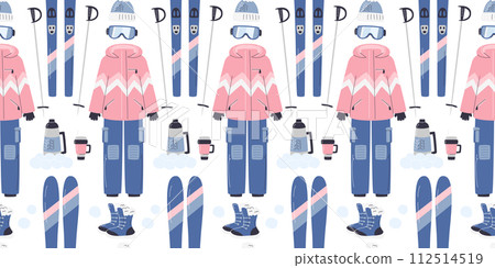 Vector flat horizontal ski resort pattern design 112514519