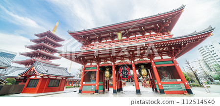 "Tokyo" Sensoji Temple Hozomon and five-storied pagoda scenery 112514540