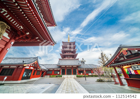 "Tokyo" Sensoji Temple five-storied pagoda scenery 112514542