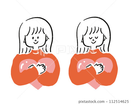 女人擁抱她的心分手插圖集 112514625
