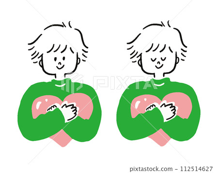 男人擁抱他的心破裂插圖集 112514627