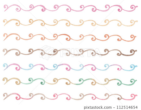 [Watercolor] Arabesque pattern illustration set 112514654