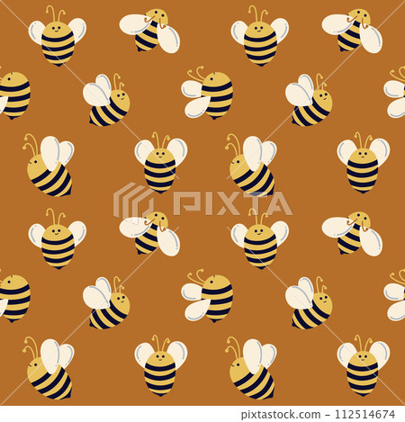 Seamless summer pattern with bees. Honey pattern Seamless summer pattern with bees. Honey pattern 112514674