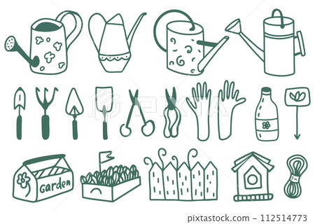 Set of garden tools. Spring set of gardeners Set of garden tools. Spring set of gardeners 112514773