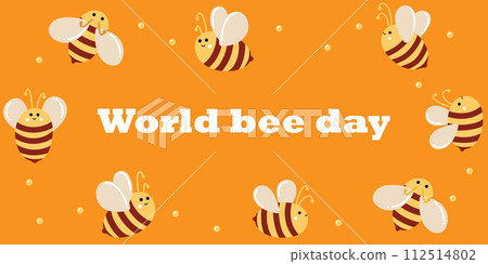 World beer day of 20 may. Banner with cute honey bees in flat-lay style for web use, banners. World beer day of 20 may. Banner with cute honey bees in flat-lay style for web use, banners. 112514802