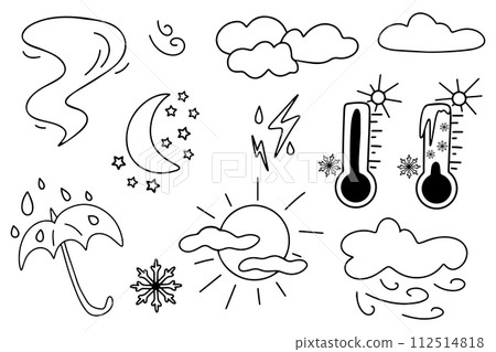 Set of doodle-style weather icons Set of doodle-style weather icons 112514818