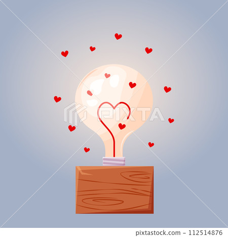 Lamp for Valentines day or for wedding on wooden stand Lamp for Valentines day or for wedding on wooden stand 112514876