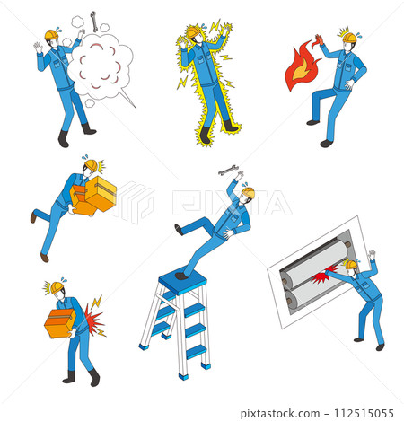 Industrial accident dangerous work illustration set 112515055