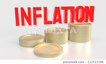 The Inflation red text and coins for Business concept 3d rendering 112515196