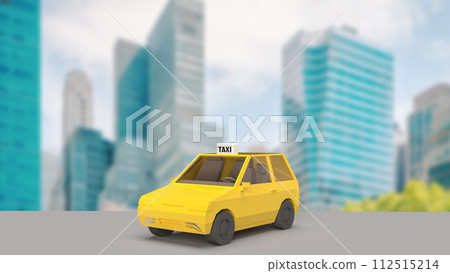 The yellow taxi for transportation or service concept 3d rendering. 112515214