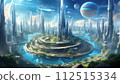 [AI-generated image] A fantasy futuristic city with a fantastic atmosphere 112515334