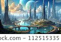 [AI-generated image] A fantasy futuristic city with a fantastic atmosphere 112515335