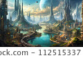 [AI-generated image] A fantasy futuristic city with a fantastic atmosphere 112515337