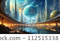 [AI-generated image] A fantasy futuristic city with a fantastic atmosphere 112515338