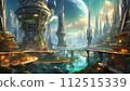 [AI-generated image] A fantasy futuristic city with a fantastic atmosphere 112515339