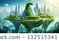 [AI generated image] Imaginary futuristic city surrounded by rich nature 112515341