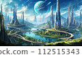 [AI-generated image] A fantasy futuristic city with a fantastic atmosphere 112515343