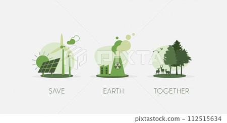 Save the Earth. Earth Day, World Environment Day concept. Sustainable ecology and environment conservation concept design. Vector illustration. 112515634