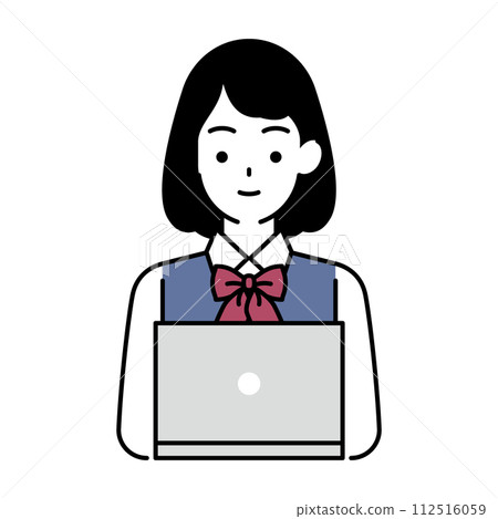 Female student studying using a laptop Female student studying using a laptop 112516059