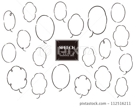 Simple and stylish hand-drawn speech bubble set (vertical writing) 112516211