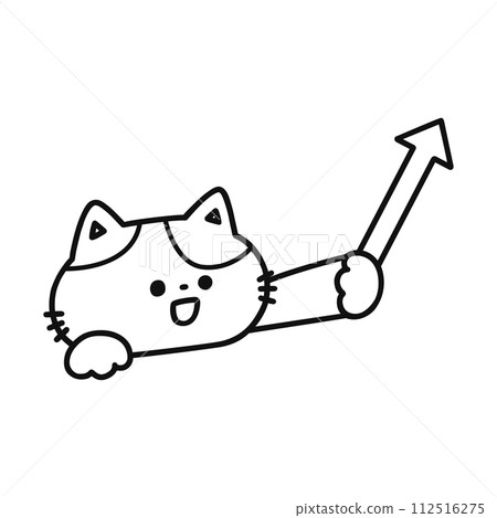 帶箭頭的可愛貓-線條畫 112516275
