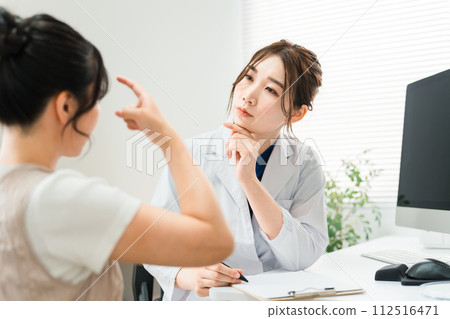 額頭/額頭整形諮詢、醫生檢查、醫療、訪談、諮詢（脂肪注射、透明質酸、整形手術） 112516471