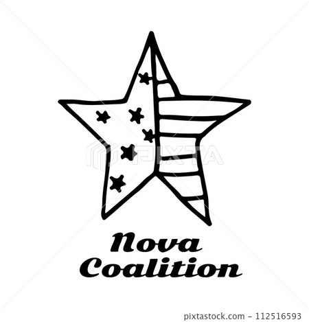 Nova coalition text in black with star with strs and stripes logo on white background Nova coalition text in black with star with strs and stripes logo on white background 112516593