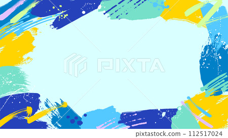 Pop summer blue frame background wide painted with colorful paint 112517024