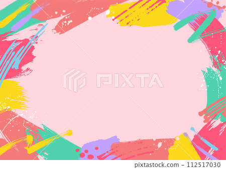 Pop spring pink frame background painted with colorful paint 112517030